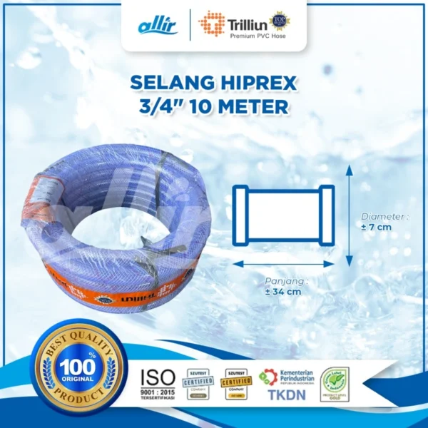 Selang Trilliun Hiprex 3/4" x 10 Meter – Tangguh & Transparan untuk Tekanan Tinggi - Image 3