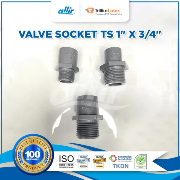 Fitting uPVC Trilliun Basic Valve Socket TS 1" x 3/4" Sambungan Pipa Berkualitas - Image 4