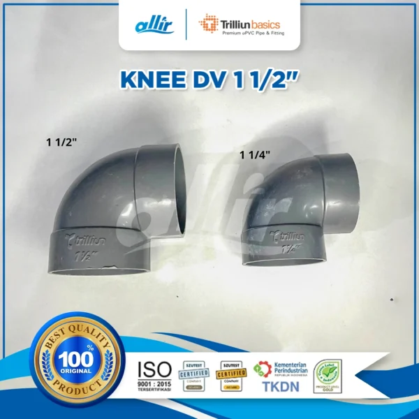 Fitting uPVC Trilliun Basic Knee DV 1 1/2" Sambungan Pipa Elbow Kuat & Tahan Lama - Image 3