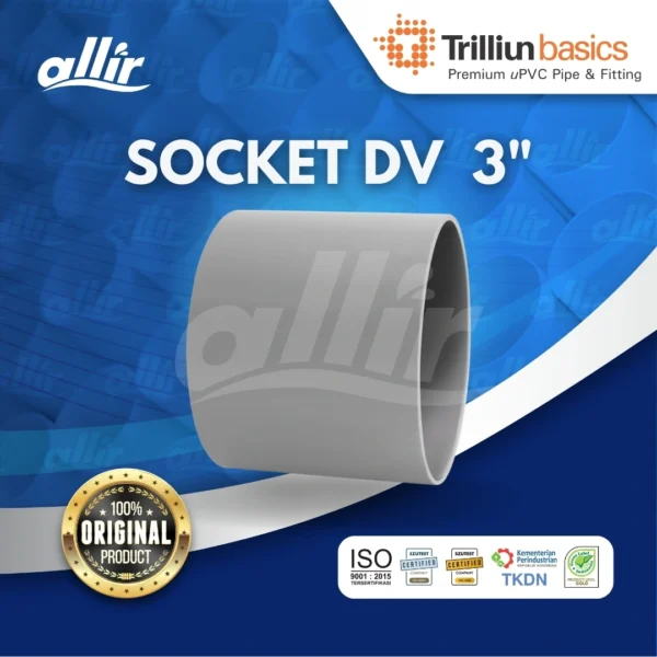 Fitting uPVC Trilliunbasics Socket DV 3" | Kuat, Tahan Korosi & Berkualitas