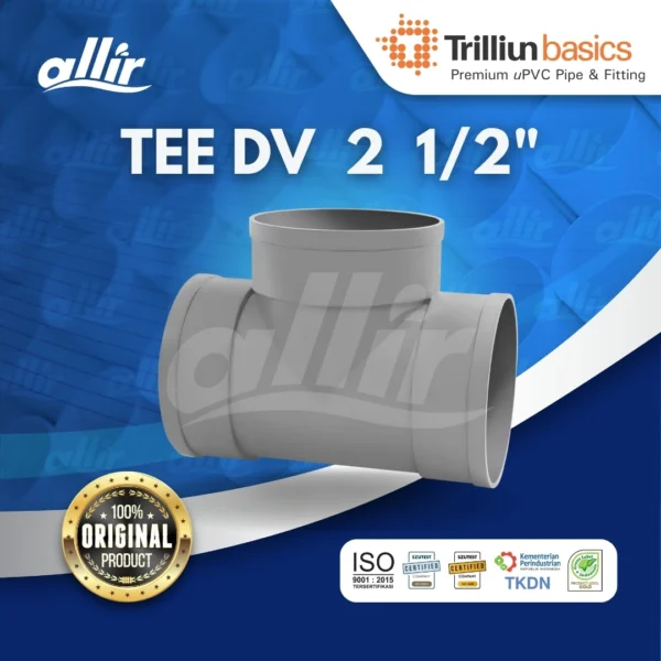 Fitting uPVC Trilliunbasics DV Tee 2 1/2" | Sambungan Pipa T Kokoh & Anti Karat