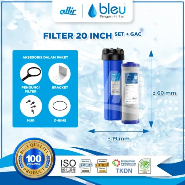 Penguin Filter 20 Inch SET + GAC | Jernihkan Air, Hilangkan Bau & Rasa Klorin - Image 2
