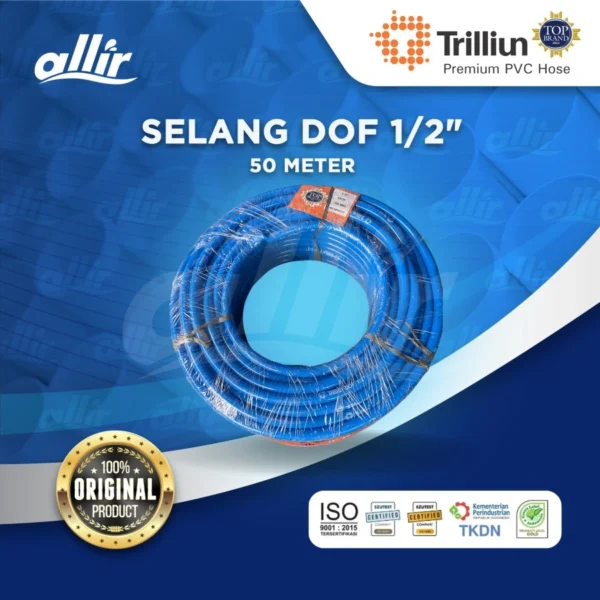 Selang Air PVC Trilliun Dof 1/2" 50 Meter, Fleksibel & Tahan Lama