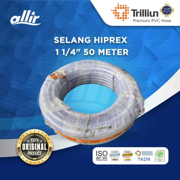 Selang Air Trilliun Hiprex 1 1/4" 50M, Transparan, Kuat & Fleksibel