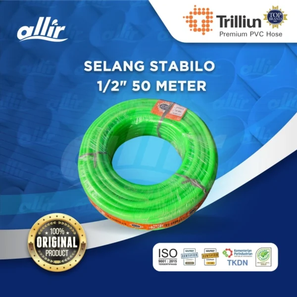 Trilliun Stabilo 1/2" 50M, Selang PVC Premium, Kuat & Multifungsi