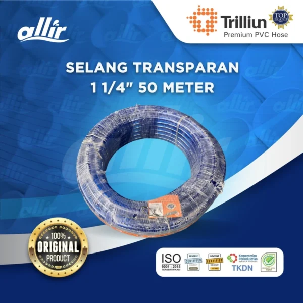 Selang Air Trilliun Hiprex 1 1/4" 50M, Transparan, Kuat & Fleksibel