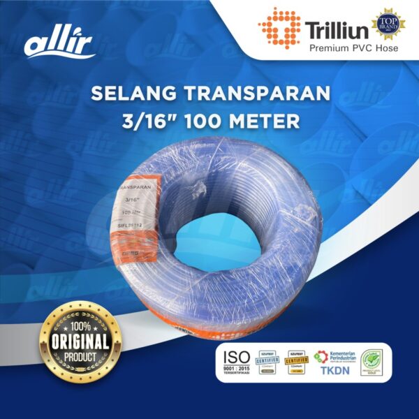 Selang PVC Transparan Trilliun 3/16" 100M, Ideal untuk Rumah & Industri