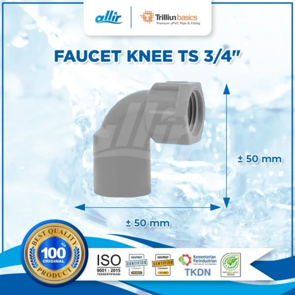 Fitting uPVC Trilliunbasics Faucet Knee TS 3/4" | Kuat & Tahan Lama