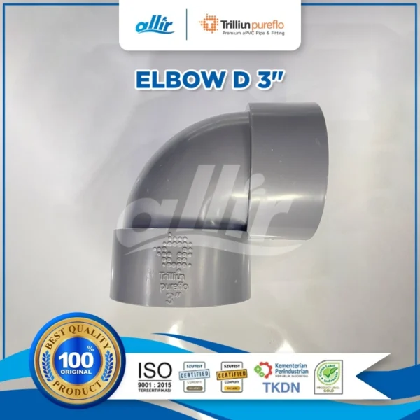 Trilliun Pureflo Elbow D 3" Fitting uPVC Premium Bebas Timbal & Anti Korosi - Image 4