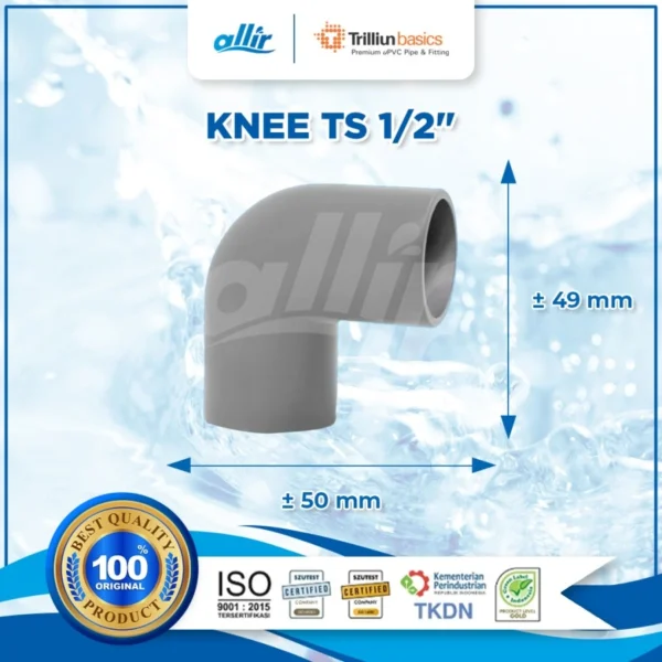 Fitting uPVC Trilliun Basic Knee TS 1/2" Sambungan Pipa Elbow Kuat & Tahan Lama - Image 3